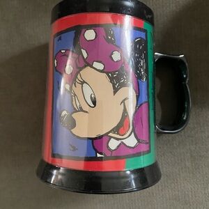 Minnie Mouse Mug with Black Handle thermo Serv vintage 1980s plastic
